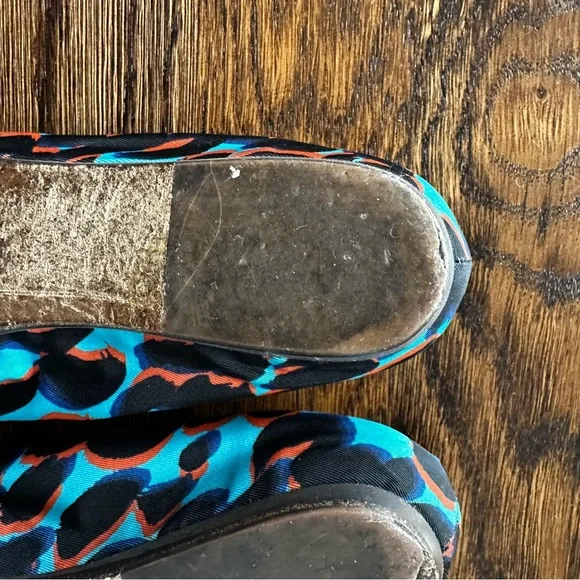 Lanvin silk ballet flats in a blue and orange leopard print EU38.5 US 7.5 - Picture 9 of 14